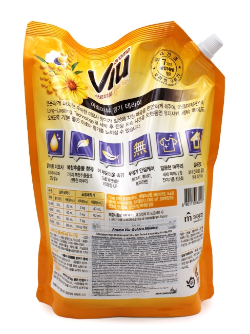 Mukunghwa Кондиционер для белья парфюмированный антибактериальный Мимоза Aroma Viu Golden Mimosa, 2100 мл