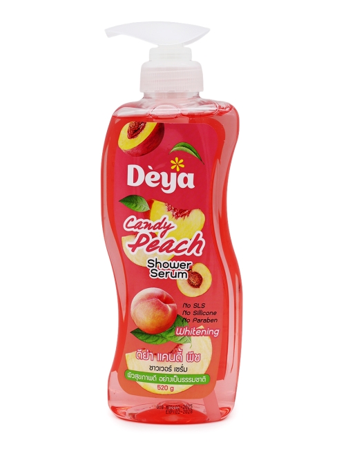 Deya Гель для душа с мочалкой и сывороткой Персик Shower Serum Candy Peach, 520 г