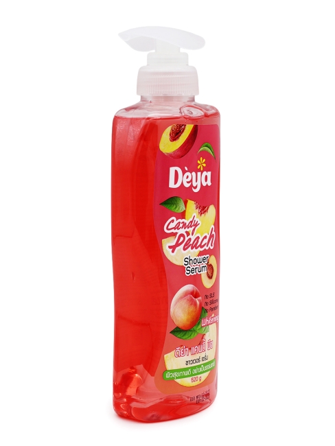 Deya Гель для душа с мочалкой и сывороткой Персик Shower Serum Candy Peach, 520 г