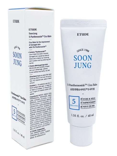 ETUDE HOUSE Заживляющий бальзам для лица Soon Jung 5 Panthensoside Cica Balm, 40 мл