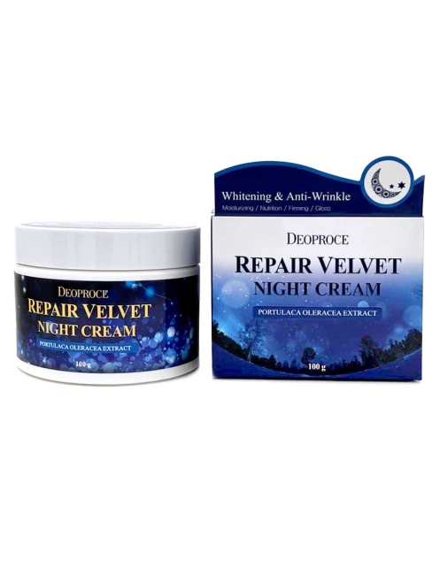 Deoproce крем для лица увлажняющий восстанавливающий с экстрактом портулака Moisture Repair Velvet Night Cream, 100 г Deoproce крем для лица увлажняющий восстанавливающий с экстрактом портулака Moisture Repair Velvet Night Cream, 100 г