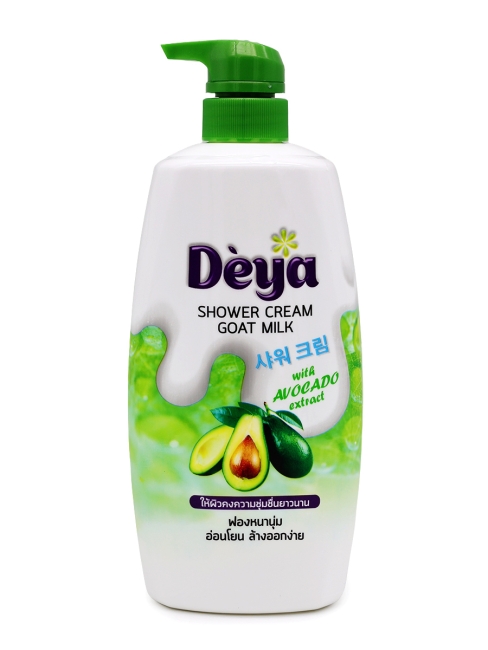 Deya Гель для душа с мочалкой Козье молоко и Авокадо Shower Cream Goat Milk With Avocado Extract, 765 г