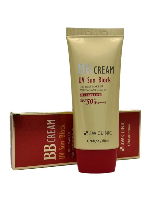 3W Clinic ВВ крем для лица солнцезащитный UV Sun Block BB Cream SPF50+/PA+++, 50 мл 3W Clinic ВВ крем для лица солнцезащитный UV Sun Block BB Cream SPF50+/PA+++, 50 мл