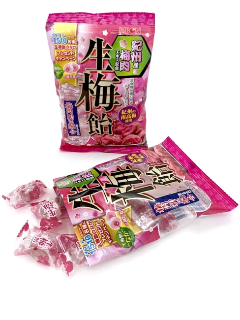 RIBON Карамель леденцовая с начинкой со вкусом Японской Сливы Nama Ume Ame Fresh Plum Candy, 75 г
