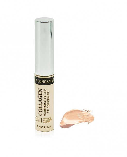 Enough Консилер осветляющий с коллагеном 3 в 1 Collagen Whitening Cover Tip Concealer 3 in 1 тон #01 Light Beige, 9 мл