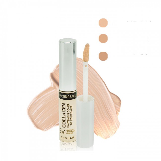 Enough Консилер осветляющий с коллагеном 3 в 1 Collagen Whitening Cover Tip Concealer 3 in 1 тон #01 Light Beige, 9 мл