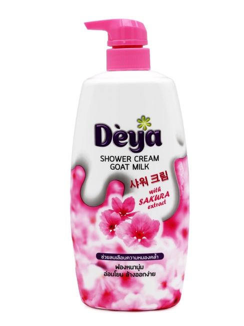 Deya Гель для душа с мочалкой Козье молоко и Сакура Shower Cream Goat Milk With Avocado Extract, 765 г