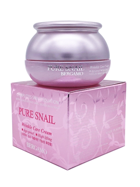 Bergamo Крем для лица с муцином улитки Антивозрастной Pure Snail Wrinkle Care Cream, 50 г