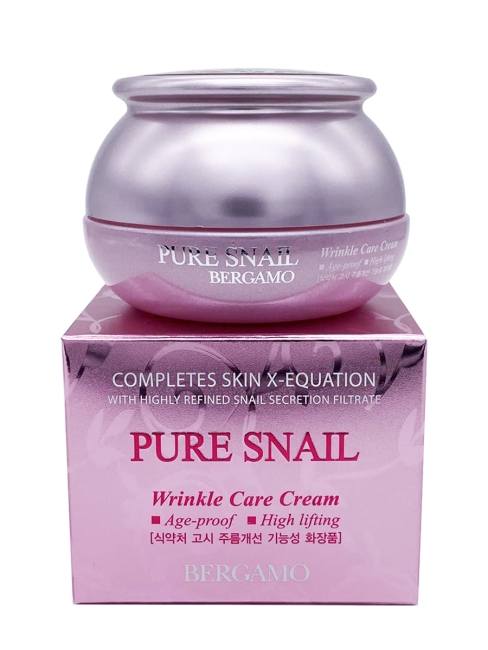 Bergamo Крем для лица с муцином улитки Антивозрастной Pure Snail Wrinkle Care Cream, 50 г