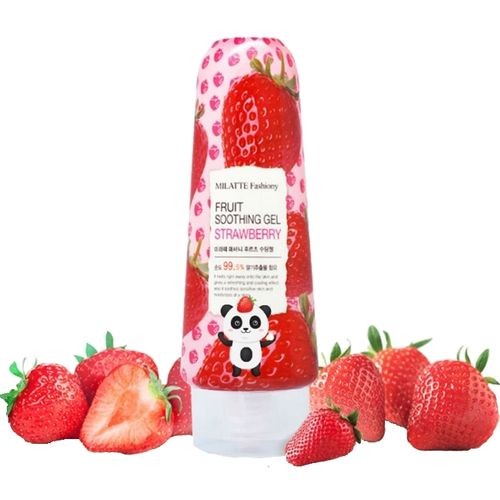 Milatte Гель для лица и тела многофункциональный Клубника Fashiony Frut Sooting Gel Strawberry, 200 мл