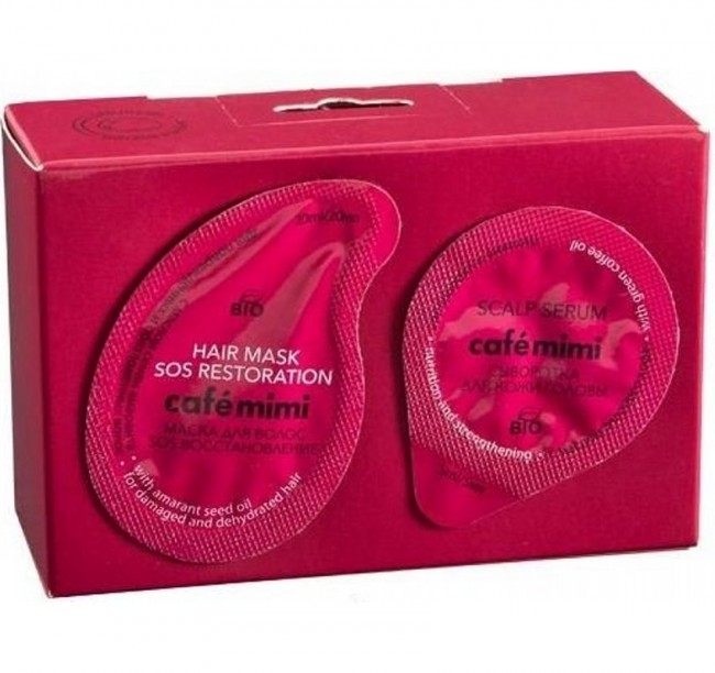Кафе Красоты Маска 2в1 для волос "SOS восстановление" для поврежденных и обезвоженных волос, 15мл + 5мл + шапочка
