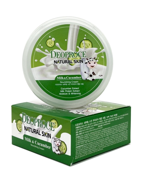 Deoproce Крем для лица питательный с экстрактом огурца и молока Natural Skin Nourishing Milk Cucumber Cream, 100 г