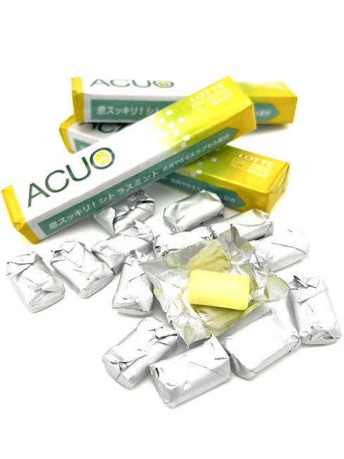 LOTTE Жевательная резинка без сахара цитрусовая мята ACUO Clear Citrus Mint, 21 г