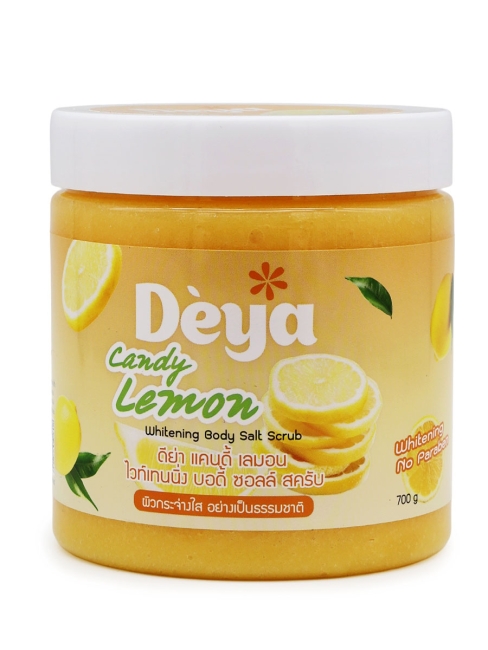 Deya Скраб для тела солевой подтягивающий Бодрящий лимон Whitening Body Salt Scrub Candy Lemon, 700 г