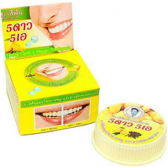 5 Star Cosmetic травяная отбеливающая зубная паста с экстрактом Гвоздики и Манго, 25 г