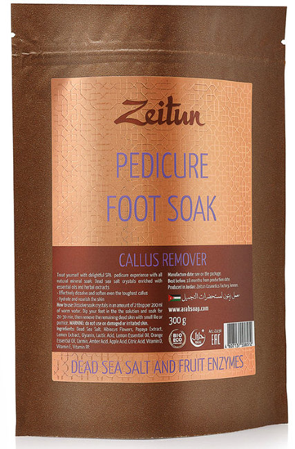 Zeitun Солевая ванна для ног "Против натоптышей" с минералами Мертвого моря и фруктовыми энзимами, 300 г