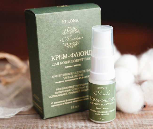 Kleona Крем-флюид для кожи вокруг глаз Овсянка, 15 мл
