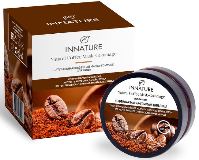 Innature Маска-гоммаж для лица натуральная кофейная, 50 мл