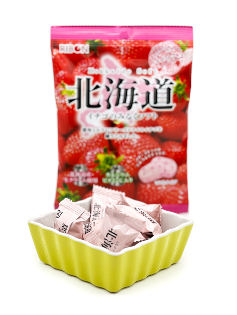 RIBON Карамель мягкая молочно-клубничная Hokkaido Soft Strawberry (10 шт), 60 г