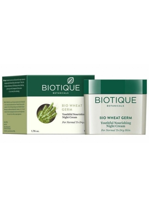 Biotique Крем для лица ночной омолаживающий с пшеницей Bio Wheat Germ Youthful Nourishing Night Cream, 50 г Biotique Крем для лица ночной омолаживающий с пшеницей Bio Wheat Germ Youthful Nourishing Night Cream, 50 г