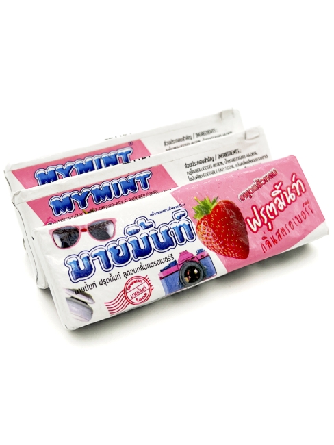 Boonprasert Конфета жевательная со вкусом мяты и клубники My Mint Strawberry Mint Flavoured Candy, 3 шт. х 32 г