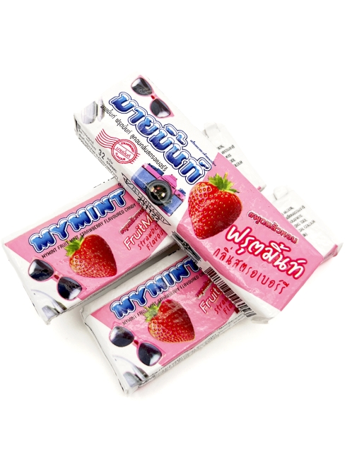 Boonprasert Конфета жевательная со вкусом мяты и клубники My Mint Strawberry Mint Flavoured Candy, 3 шт. х 32 г