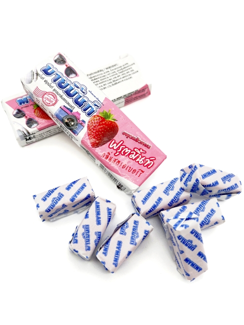 Boonprasert Конфета жевательная со вкусом мяты и клубники My Mint Strawberry Mint Flavoured Candy, 3 шт. х 32 г
