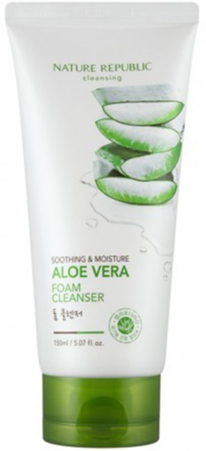 NATURE REPUBLIC Soothing & Moisture Aloe Vera Foam Cleanser Смягчающая пенка с экстрактом Алоэ Вера, 150 мл