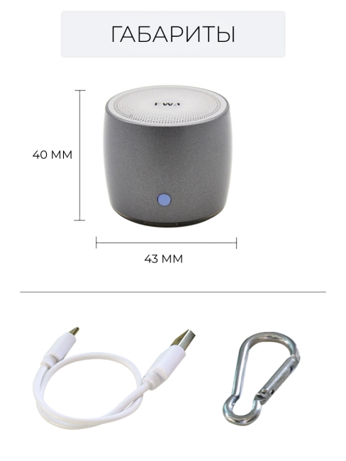 EWA Портативная беспроводная Bluetooth колонка серая A103 Grey, 3 Вт EWA Портативная беспроводная Bluetooth колонка серая A103 Grey, 3 Вт