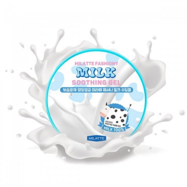 Milatte Гель для лица и тела универсальный увлажняющий Молочный Fashiony Milk Soothing Gel, 300 мл Milatte Гель для лица и тела универсальный увлажняющий Молочный Fashiony Milk Soothing Gel, 300 мл