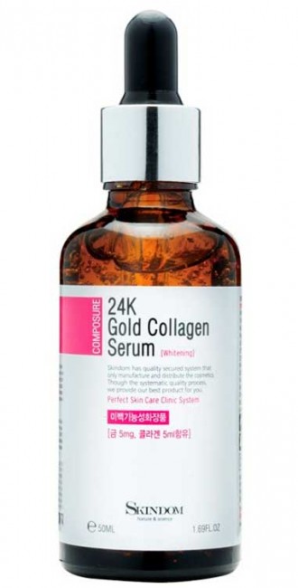 Skindom Сыворотка для лица с золотом и коллагеном отбеливающая 24k Gold Collagen Serum (Whitening), 50 мл Skindom Сыворотка для лица с золотом и коллагеном отбеливающая 24k Gold Collagen Serum (Whitening), 50 мл