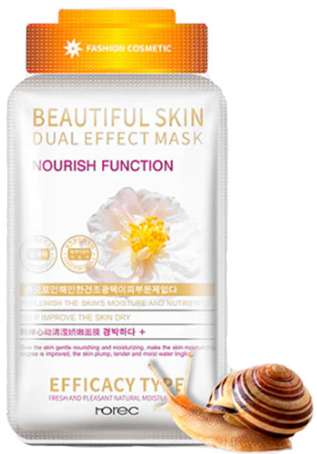 Rorec Dual Effect Nourish Function Маска для лица с экстрактом Улитки, 30 г