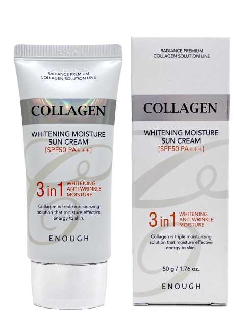 Enough Солнцезащитный крем 3 в 1 с коллагеном Collagen Whitening Moisture Sun Cream 3 in 1 SPF50+ PA++++, 50 г Enough Солнцезащитный крем 3 в 1 с коллагеном Collagen Whitening Moisture Sun Cream 3 in 1 SPF50+ PA++++, 50 г