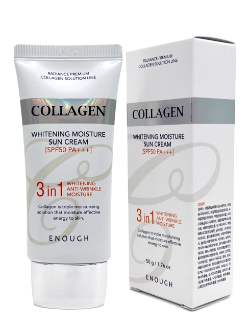 Enough Солнцезащитный крем 3 в 1 с коллагеном Collagen Whitening Moisture Sun Cream 3 in 1 SPF50+ PA++++, 50 г Enough Солнцезащитный крем 3 в 1 с коллагеном Collagen Whitening Moisture Sun Cream 3 in 1 SPF50+ PA++++, 50 г