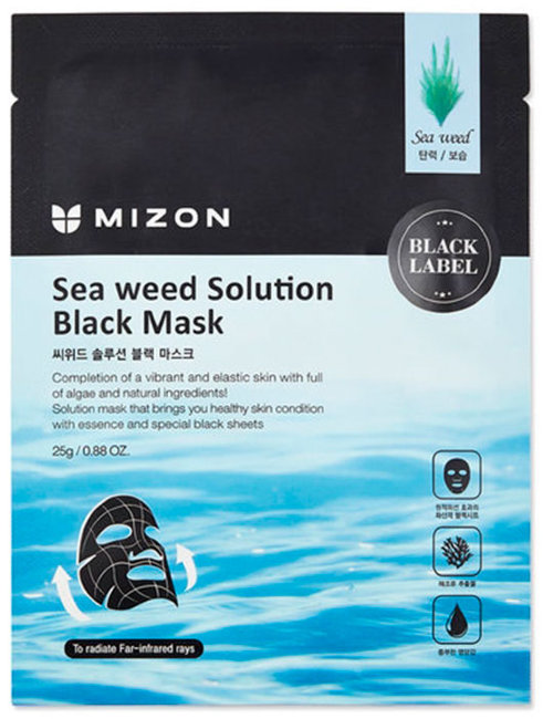 MIZON Seaweed Solution Black Mask Черная тканевая маска с морскими водорослями, 25 мл MIZON Seaweed Solution Black Mask Черная тканевая маска с морскими водорослями, 25 мл
