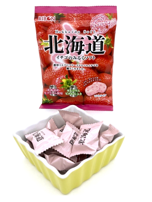 RIBON Карамель мягкая молочно-клубничная Hokkaido Strawberry Soft, 2 уп*66 г RIBON Карамель мягкая молочно-клубничная Hokkaido Strawberry Soft, 2 уп*66 г