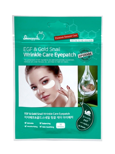 Skinapple Патчи под глаза тканевые EGF & Gold Snail Wrinkle Care Eye Patch, 30 штук Skinapple Патчи под глаза тканевые EGF & Gold Snail Wrinkle Care Eye Patch, 30 штук