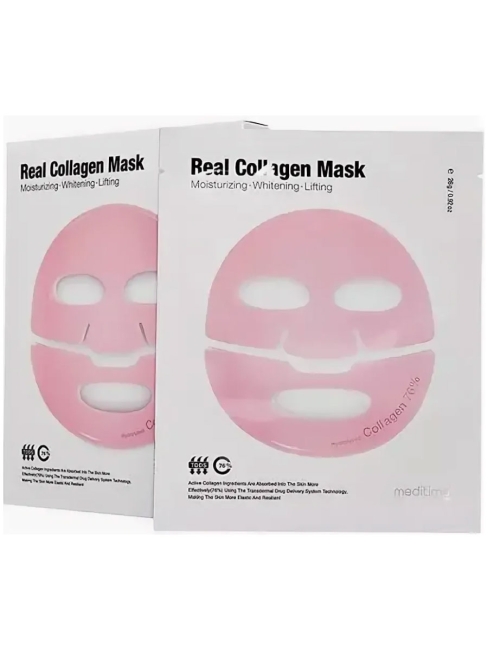 Meditime Маска для лица гидрогелевая с лифтинг эффектом с Коллагеном Real Collagen Mask, 26 г