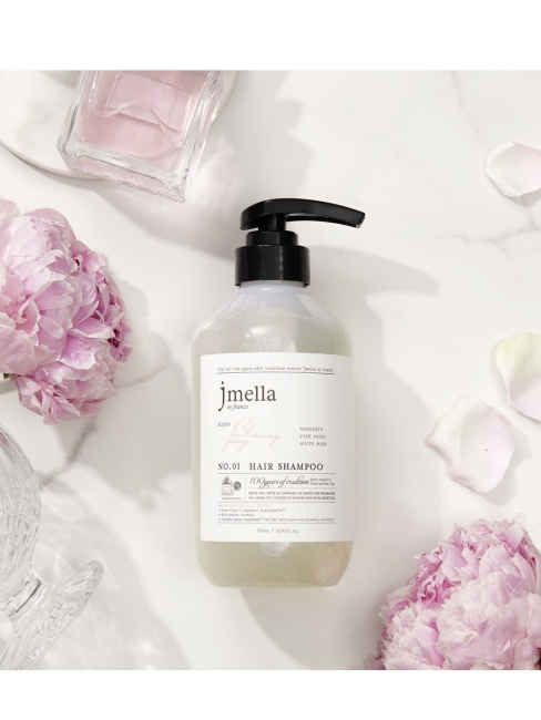 Jmella Парфюмированный шампунь для волос Цветущий пион N0.01 In France Blooming Peony Hair Shampoo, 500 мл Jmella Парфюмированный шампунь для волос Цветущий пион N0.01 In France Blooming Peony Hair Shampoo, 500 мл