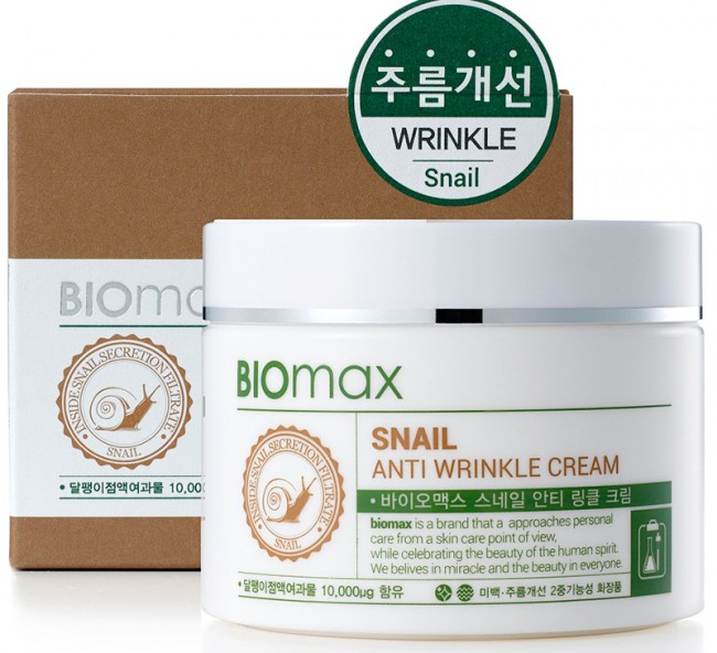 Welcos Biomax Snail Anti Wrinkle Cream Крем с экстрактом слизи улитки против морщин, 100 мл
