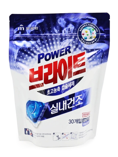 Mukunghwa Средство для стирки ультраконцентрированное в капсулах Морской бриз Power Bright Concentrated Capsules, 30 шт