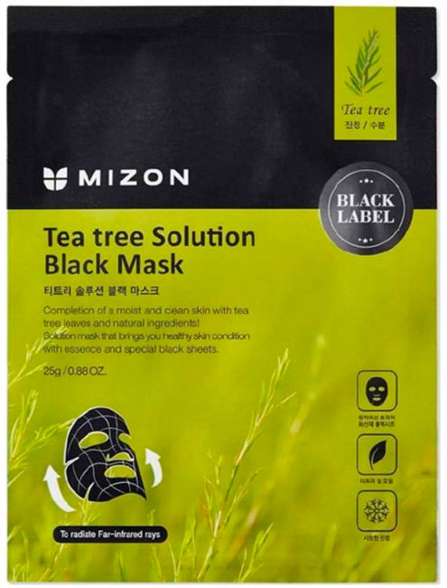 MIZON Tea Tree Solution Black Mask Черная тканевая маска с чайным деревом, 25 мл MIZON Tea Tree Solution Black Mask Черная тканевая маска с чайным деревом, 25 мл