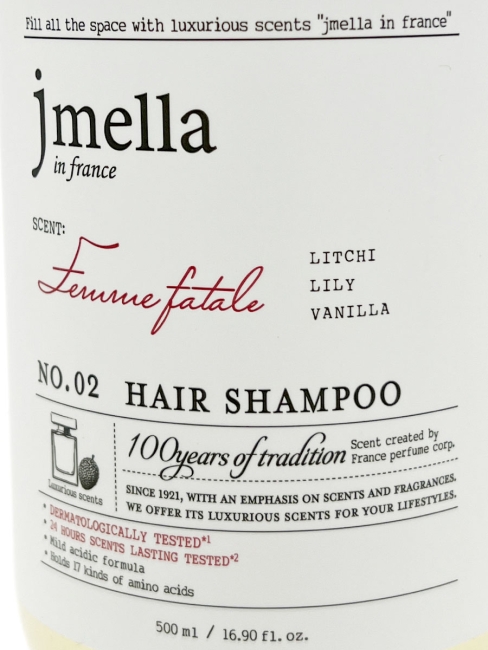 Jmella Парфюмированный шампунь для волос Роковая женщина N0.02 In France Femme Fatale Hair Shampoo, 500 мл