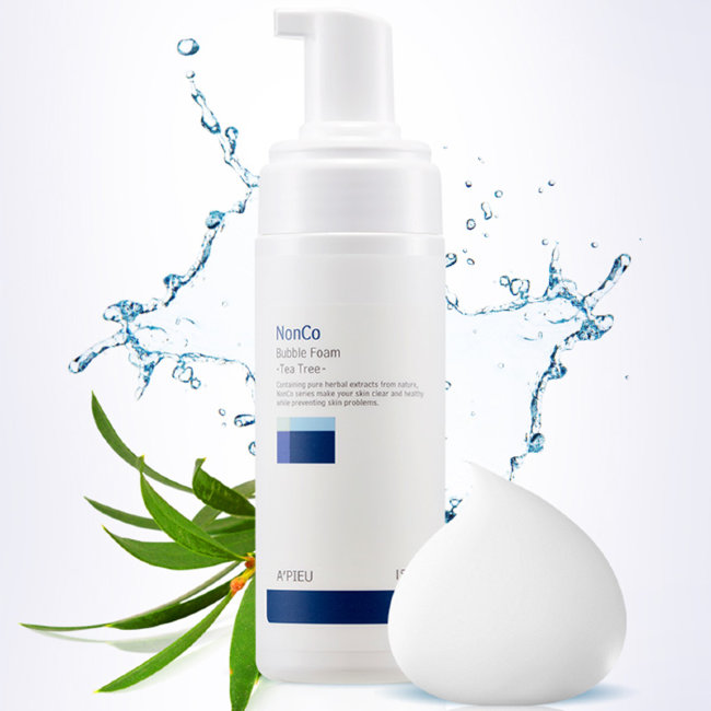 Apieu. APIEU пенка для умывания Nonco. A'PIEU пенка с чайным деревом. APIEU Bubble Foam. A'PIEU успокаивающая пузырьковая пенка для умывания с экстрактом чайного дерева Nonco