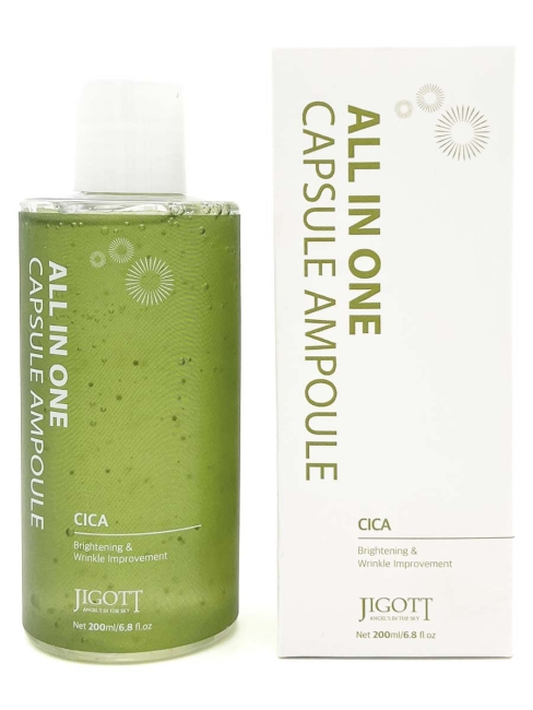 Jigott Сыворотка для лица мультифункциональная с экстрактом центеллы азиатской All-In-One Cica Capsule Ampoule, 200 мл