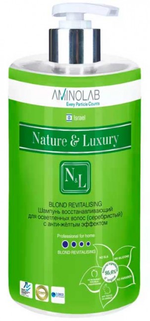 Nature and Luxury Blond Шампунь восстанавливающий для осветленных волос (серебристый) с анти-жёлтым эффектом, 730 мл Nature and Luxury Blond Шампунь восстанавливающий для осветленных волос (серебристый) с анти-жёлтым эффектом, 730 мл