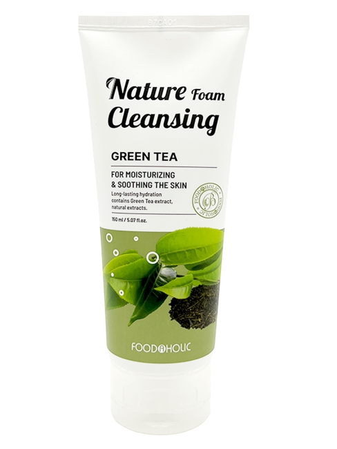 FoodaHolic Увлажняющая пенка для умывания с экстрактом зеленого чая Nature Foam Cleansing Green Tea, 150 мл