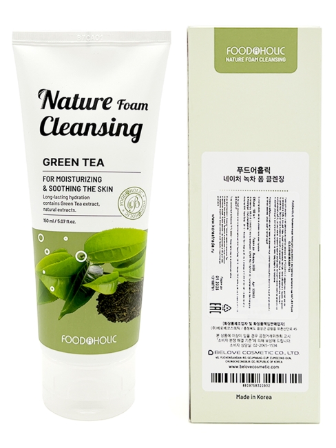 FoodaHolic Увлажняющая пенка для умывания с экстрактом зеленого чая Nature Foam Cleansing Green Tea, 150 мл