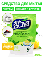 Lion Средство для мытья посуды, овощей и фруктов с экстрактом зеленого чая Chamgreen Green Tea Refill, 300 мл