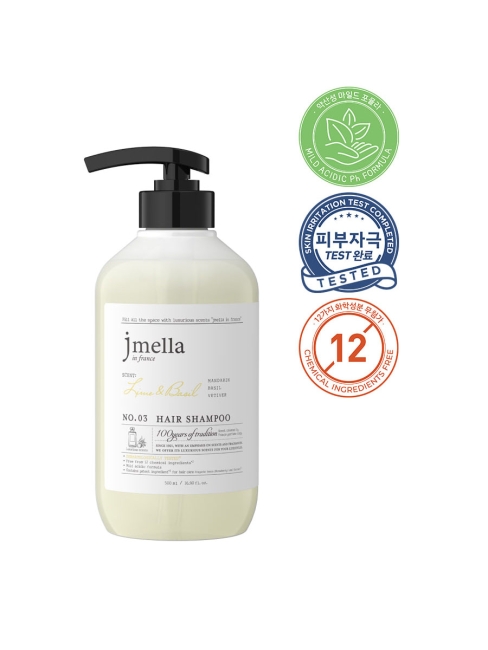 Jmella Парфюмированный шампунь для волос Лайм и Базилик N0.03 In France Lime & Basil Hair Shampoo, 500 мл
